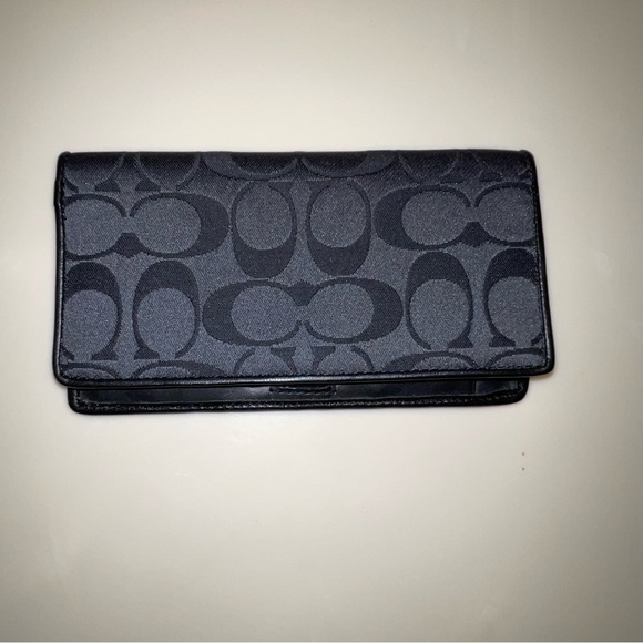 Coach Bags Coach Checkbook Cover In Black Signature C Jacquard